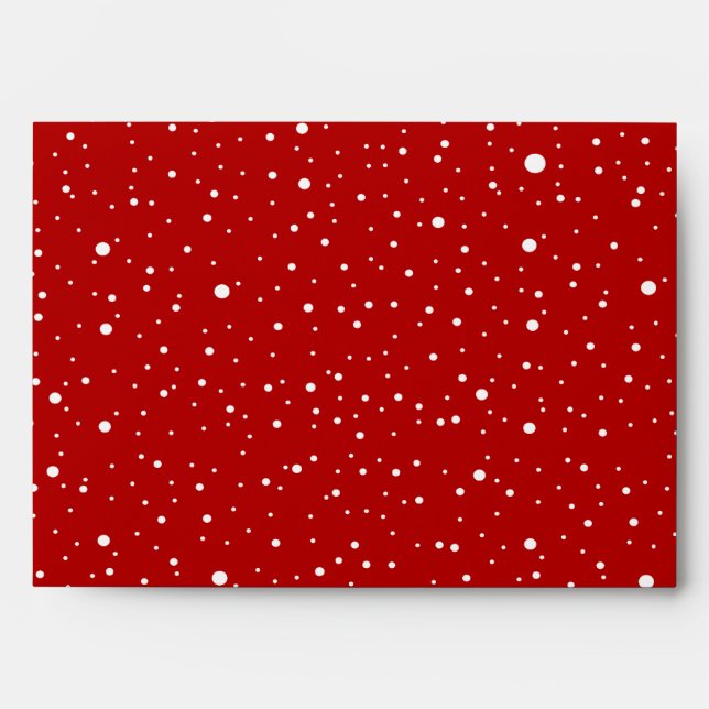 White Snow Pattern Bright Red Custom Christmas Envelope (Front)