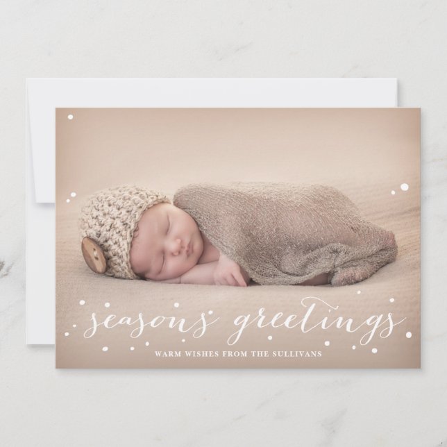 White Snow | Seasons Greetings Photo Holiday Card (Front)