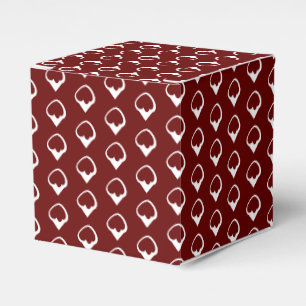 White snow snowflakes burgundy maroon gift favor box
