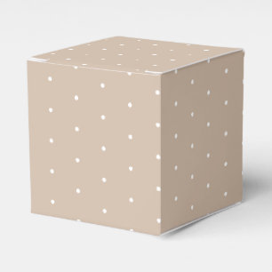 White snow snowflakes, tiny polka dots beige gift favor box
