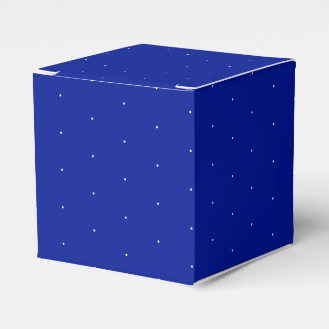 White snow snowflakes tiny small dots cobalt blue favor box (Front Side)