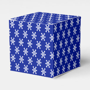 White snow star snowflakes dots pattern blue gift favor box