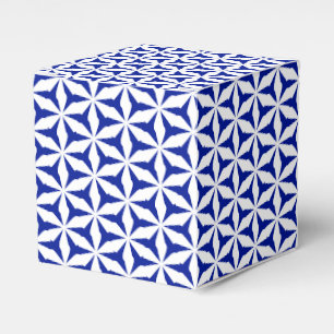 White snow star snowflakes pattern cobalt blue favor box