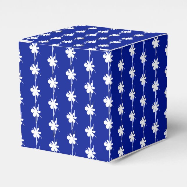White snow star snowflakes pattern cobalt blue favor box (Front Side)