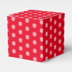 White snow star snowflakes pattern red gift favor box