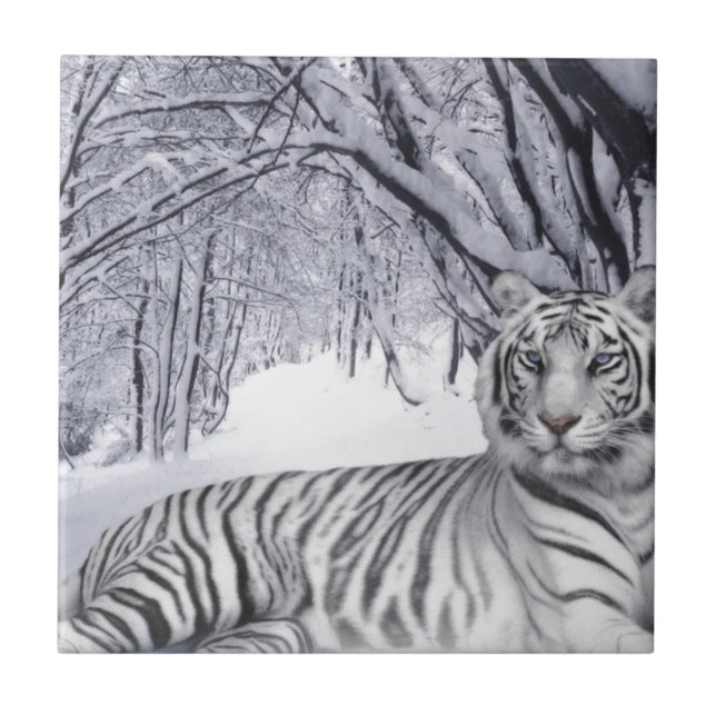 White Snow Tiger Tile (Front)