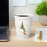 White Snow Tree Houses Merry Christmas Greetings Paper Cups<br><div class="desc">If you need any further customisation please feel free to message me on yellowfebstudio@gmail.com.</div>
