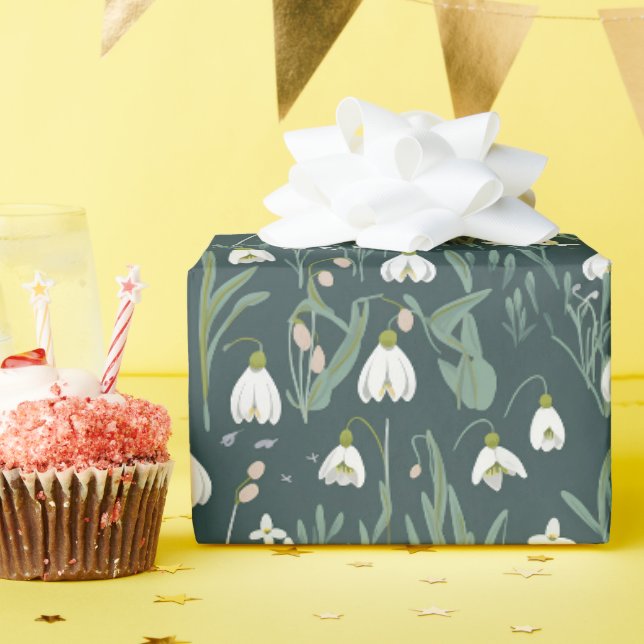 White Snowdrops Flowers Wrapping Paper (Birthday Party)