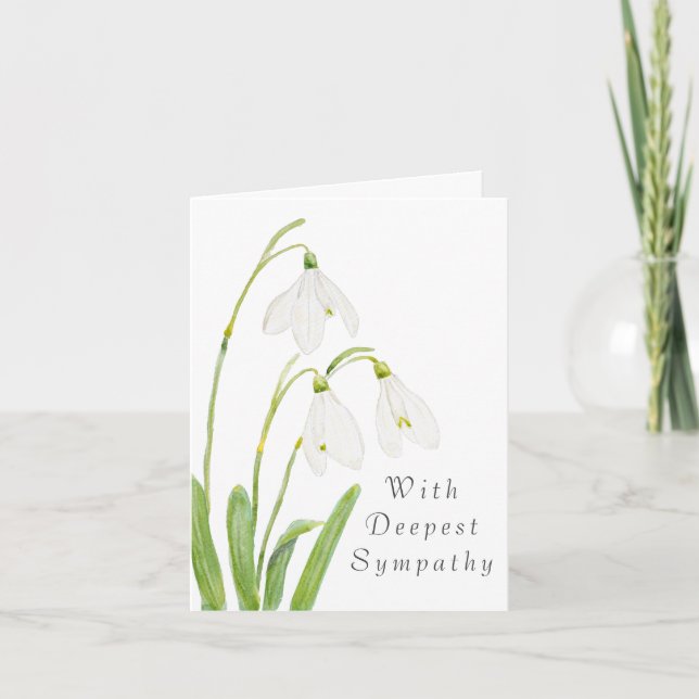 white snowdrops Thinking Of You Sympathy Card (Front)