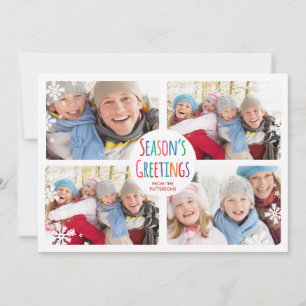 White Snowfall Merry Christmas Photo Collage Card