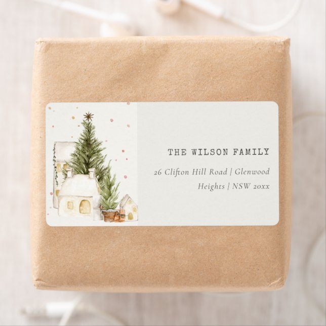 White Snowfall Tree Houses Christmas Address (Insitu)