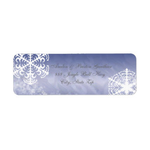 White Snowflake Blue Holiday Address Labels