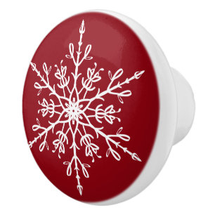 White Snowflake Ceramic Knob