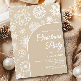 White Snowflake Christmas Party Invitation