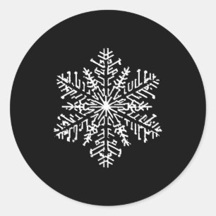 White Snowflake Classic Round Sticker