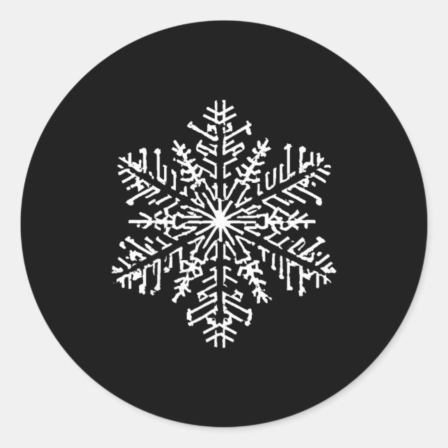 White Snowflake  Classic Round Sticker (Front)