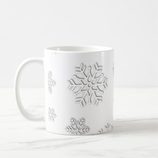 White snowflake coffee mug (Left)