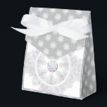 white snowflake favor box<br><div class="desc">In winter, these white snowflakes fall on my imaginary world. They have 7 branches, soft grey/white tones and rhinestones embedded inside. For anyone who loves glittering white and snowy holidays.</div>