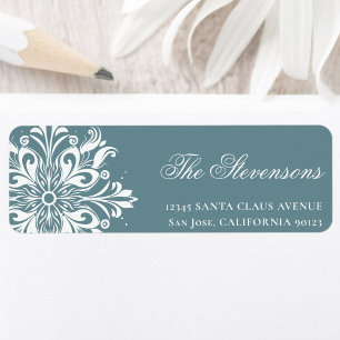 White Snowflake Holiday Return Address Label