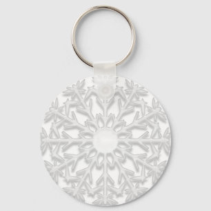 White Snowflake Keychain