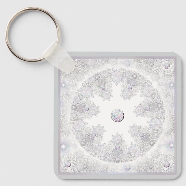 White Snowflake Keychain (Front)