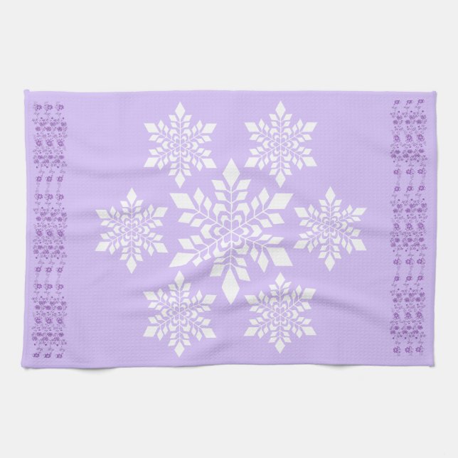 White Snowflake Kitchen Towel (Horizontal)