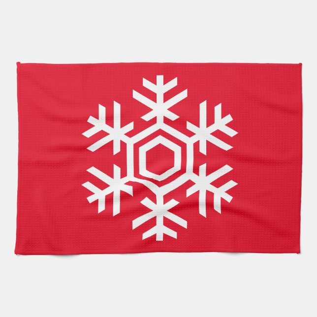 White Snowflake Kitchen Towel (Horizontal)