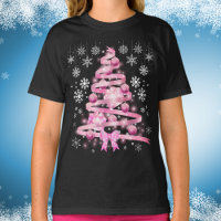 White Snowflake Light Pink Ribbon Christmas Tree  
