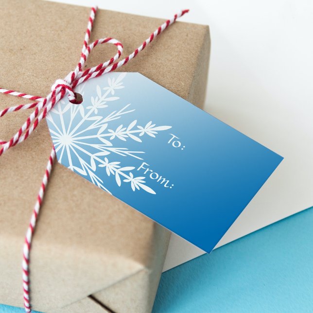White Snowflake on Blue Gift Tags (Creator Uploaded)