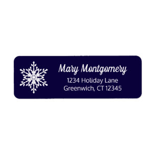 White Snowflake on Navy Blue Return Address