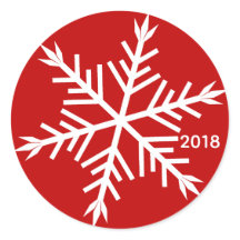 White Snowflake on Red Customized Sticker