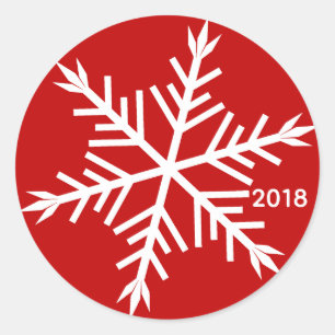 White Snowflake on Red Customized Sticker