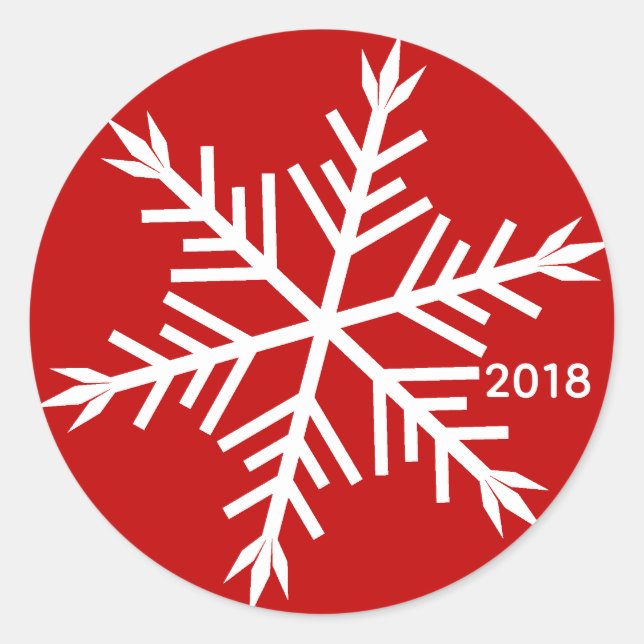 White Snowflake on Red Customized Sticker (Front)