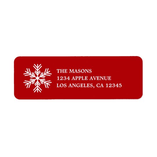 White Snowflake On Red Return Address Label