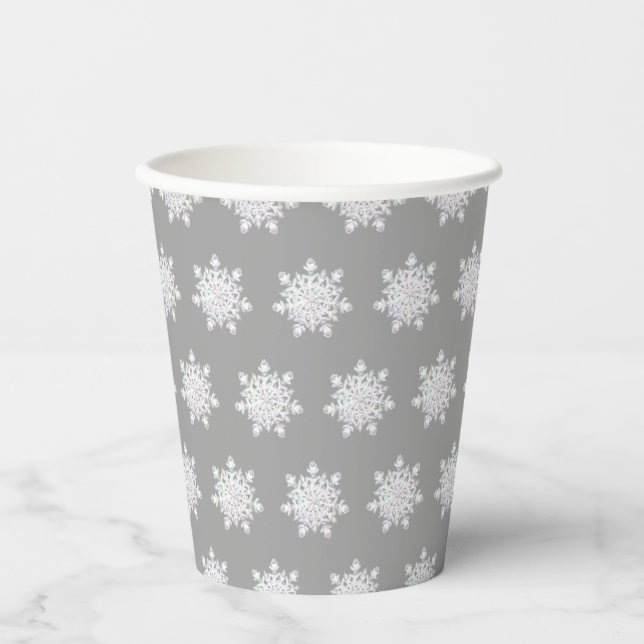 White snowflake paper cups (Front)