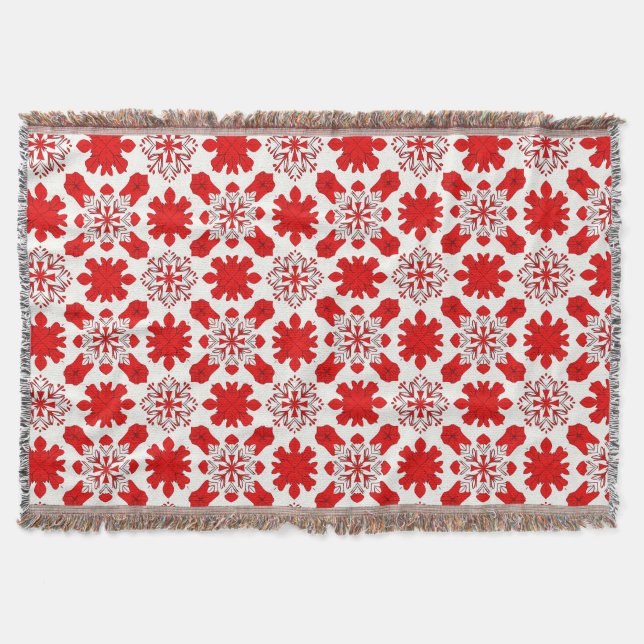 White Snowflake Pattern For Holiday Home Throw Blanket (Front)