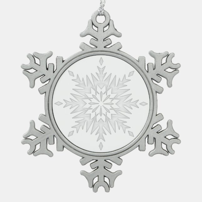 White Snowflake Pewter Ornament (Front)