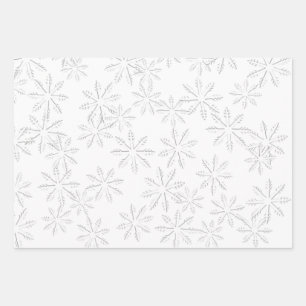White Snowflake  Print Wrapping Paper Sheet