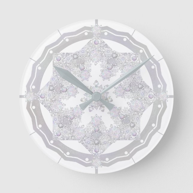White Snowflake Round Clock (Front)