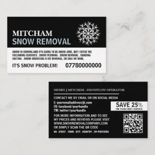White Snowflake, Snow Removal Company Advertising Business Card