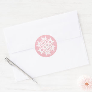  White Snowflake (Sugar Blush)  Classic Round Sticker
