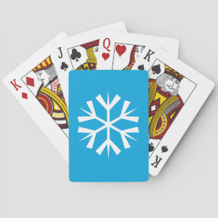 White Snowflake Symbol on Blue Background Playing Cards