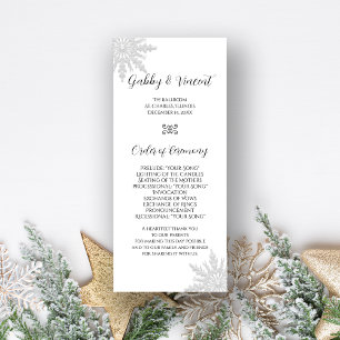 White Snowflake Winter Wedding Program