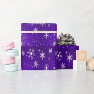 White Snowflakes and Blue Background Wrap Paper