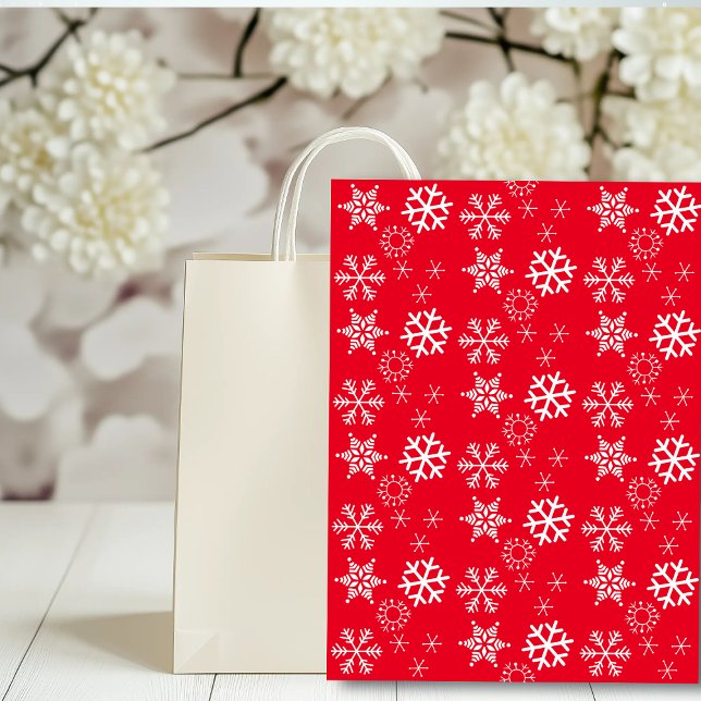 White Snowflakes and Red Background Christmas Tissue Paper (Creator Uploaded)