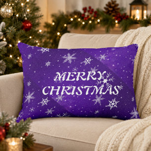 White Snowflakes Blue-Purple Background Pillow