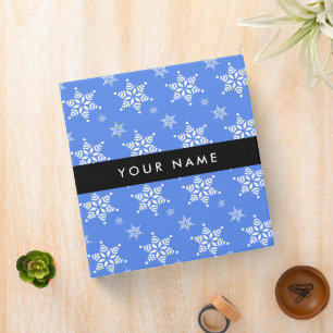 White Snowflakes, Blue, Your name, Personalize Binder