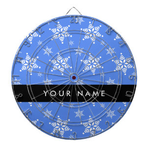 White Snowflakes, Blue, Your name, Personalize Dartboard