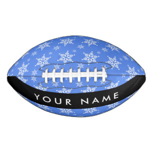 White Snowflakes, Blue, Your name, Personalize Football