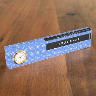 White Snowflakes, Blue, Your name, Personalize Nameplate